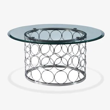Downtown Downtown Bacall Circular Glass Coffee Table, Stainless Steel
