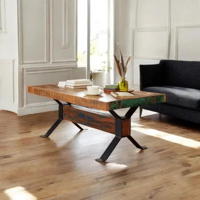 OAT Home Westport Metal & Rustic Wood Coffee Table
