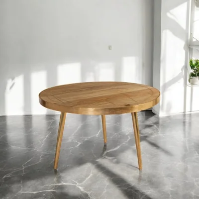 OAT Home Galway Wooden Light Gold Round Coffee Table