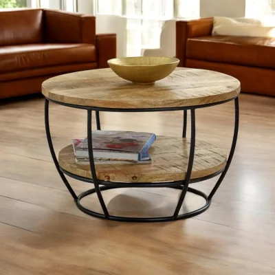 OAT Home Wicklow Wooden Round Shelf Coffee Table