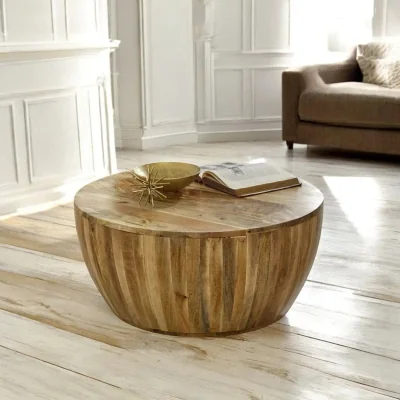 OAT Home Wicklow Solid Wooden Drum Coffee Table