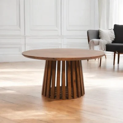 OAT Home Glenariff Wooden Slatted Round Coffee Table