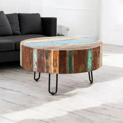OAT Home Westport Wooden Round Drum Coffee Table