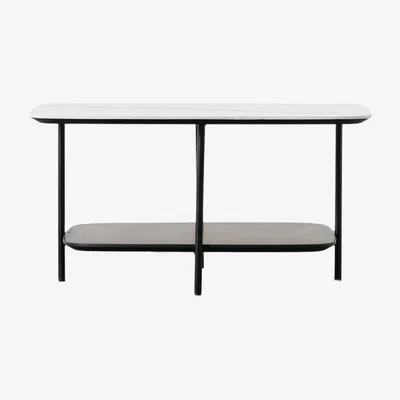 Perch and Parrow Keepsies Coffee Table White Faux Marble, Small