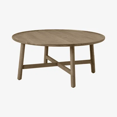 Perch and Parrow Noranda Oak Round Coffee Table in Grey