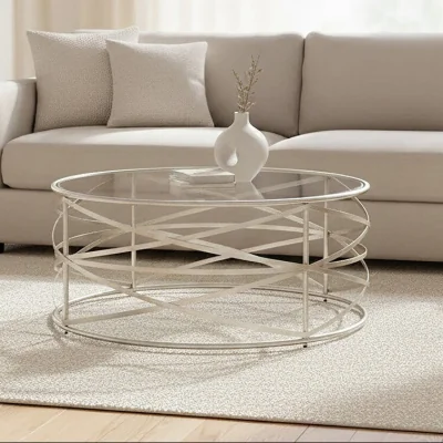 Pagazzi Rubia Clear Glass and Silver Finish Coffee Table