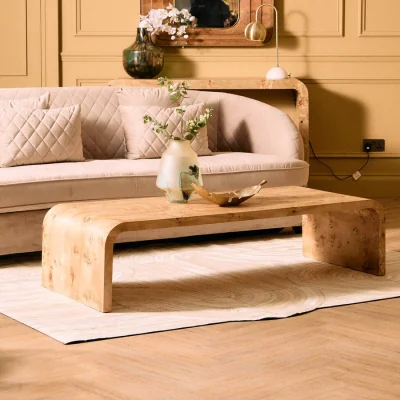 Pagazzi Mota Natural Burl Wood Curved Coffee Table