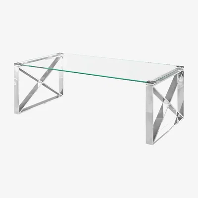 Pagazzi Maxi Polished Chrome and Glass Coffee Table