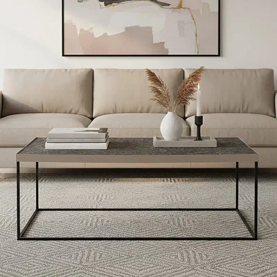 Pagazzi Akola Silver Metal and Glass Coffee Table with Black Legs