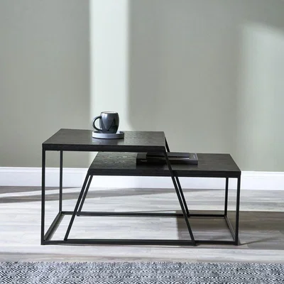 Pagazzi Mashiko Black Ash Veneer Duo Coffee Tables