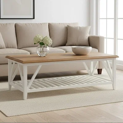 Pagazzi Parkside Natural Oak Wood Top Rectangular Coffee Table