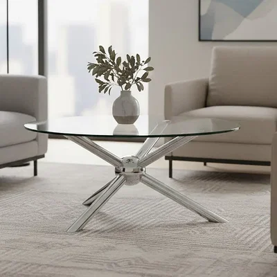 Pagazzi Novo Clear Glass and Silver Finish Coffee Table