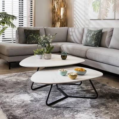 Quatropi ExDisplay Lena Oblong Coffee Table Nest White