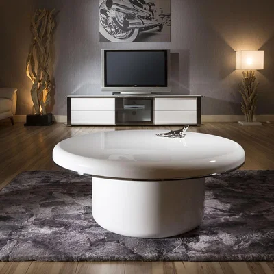 Quatropi Superb Extra Large Modern Round White Gloss 1mt Dia Coffee Table 229E