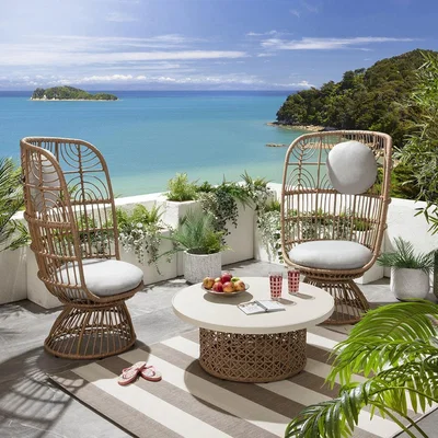 Quatropi Nairi Garden Rattan Chair Set + Coffee Table