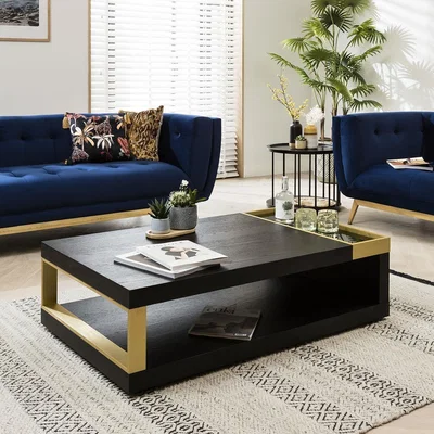 Quatropi Quatropi Coffee Table Rectangular Black Oak & Glass with Aluminium Accents