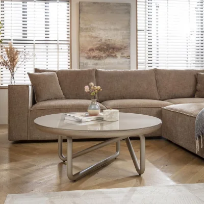 Quatropi Luxury Glass Round Coffee Table Gold 100cm