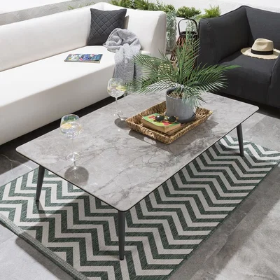 Quatropi Large Outdoor Coffee Table - Modern Grey Premium Ceramic Marble 140cm