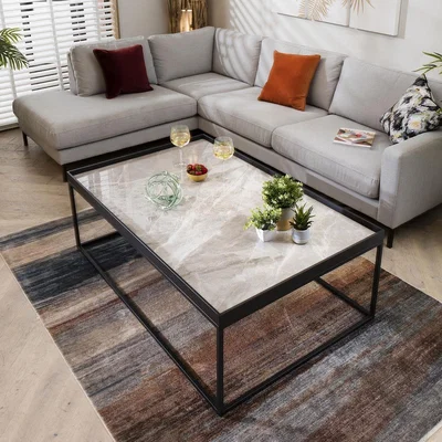 Quatropi Quatropi Ceramic Grey Coffee Table - Large Rectangle Ceramic 140x90cm