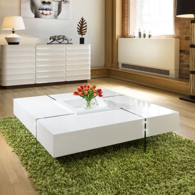 Quatropi Leo Coffee Table - Gloss White 120cm