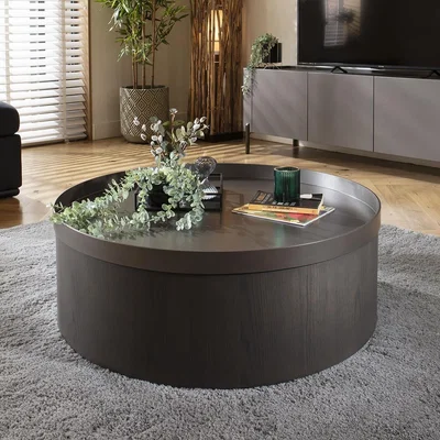 Quatropi Mercury Round Coffee Table Grey Oak Wash 90cm