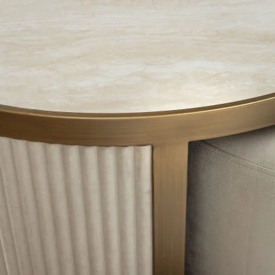 Quatropi Budapest Ceramic Round Coffee Table Cream & Brass 92cm