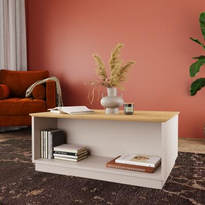 The Range Mono Rectangle Coffee Table - Warm Oak and Grey