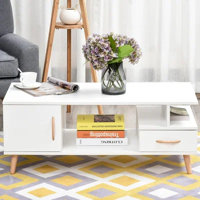The Range Modern Minimalism Storage Coffee Table with Drawer - White