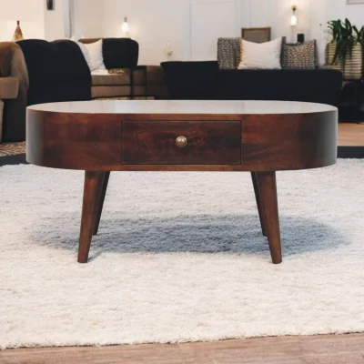 The Range Solid Wood California Walnut Rounded Coffee Table - Brown
