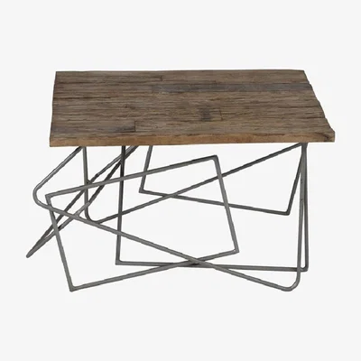 The Range Industrial Style Designer Railway Sleeper Square Coffee Table - Light Wood
