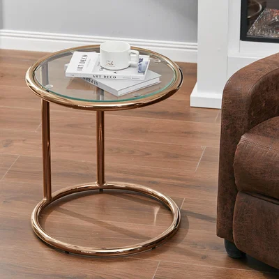 The Range Clear Tempered Glass Coffee Table With  Silver Chrome Leg Home Furniture - Rose Gold
