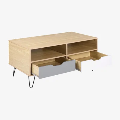 The Range Bergen Two Drawer Coffee Table - Oak Effect/White/Grey