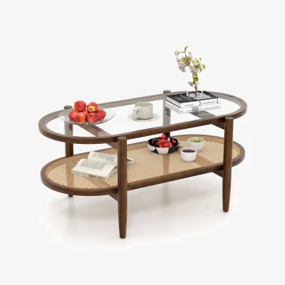 The Range 2-Tier Coffee Table Rattan Center Cocktail Tea Table