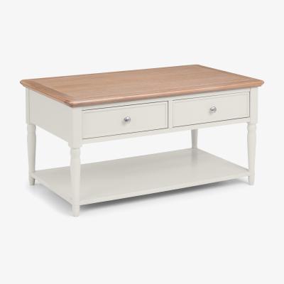 The Range Provence 2 Drawer Coffee Table - Limed Oak and Grey