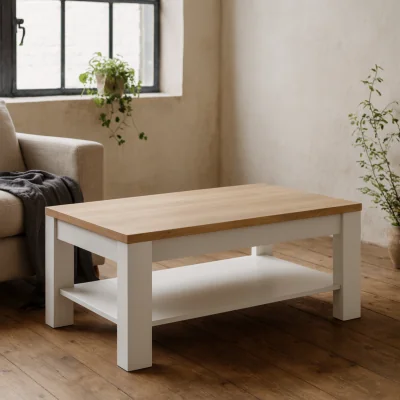 The Range Bramblecroft Coffee Table Larch Base Natural Top - White