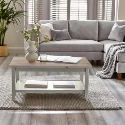 The Range Eden Farmhouse Cream Oak Rectangular Coffee Table - White / 60cm