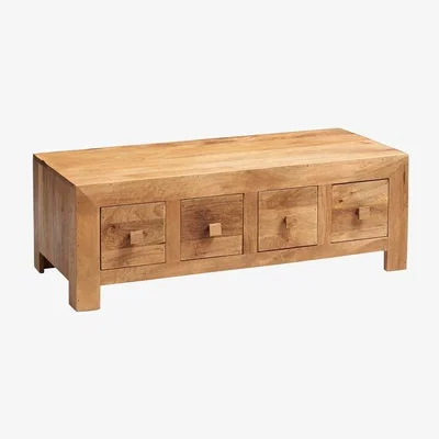 The Range Toko Light Mango 8 Drawer Coffee Table - Light Wood Tone