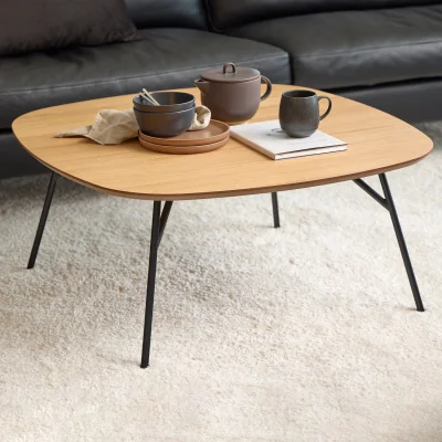The Range Caracas Square Coffee Table in Oak and Matt Black - Oak & Black