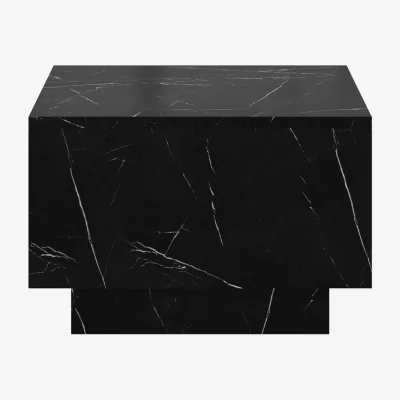 The Range Marble Coffee Table with Storage Black Marble Effect Lift Up Square Top Small Side Table - Moon - Black Marble Effect