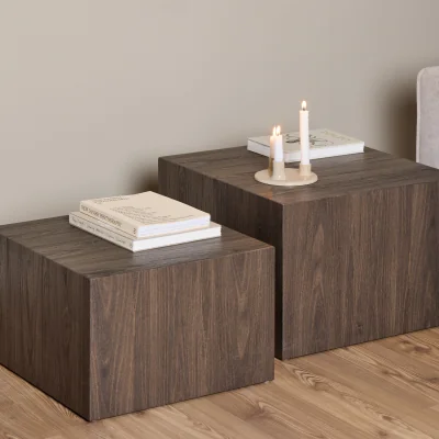 The Range Dice Square Coffee Table Set in Smoked Ash - Smoked Ash