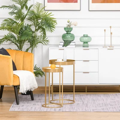 The Range Nesting Coffee Tables Set of 2 Modern  - Gold