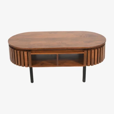 The Range Algene Solid Mango Wooden Rectangular Coffee Table - Warm Walnut