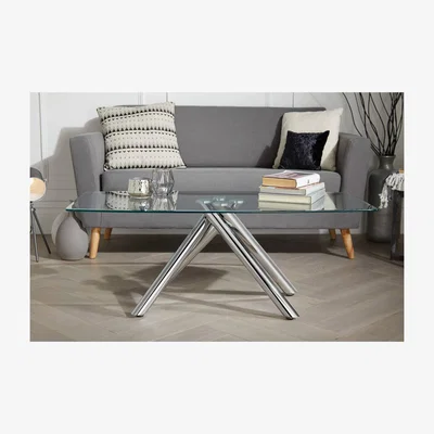 The Range Arizona Chrome Metal And Clear Glass Coffee Table - Chrome
