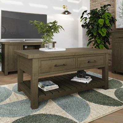 The Range Solid Reclaimed Natural Pine Storage Coffee Table - Natural Brown