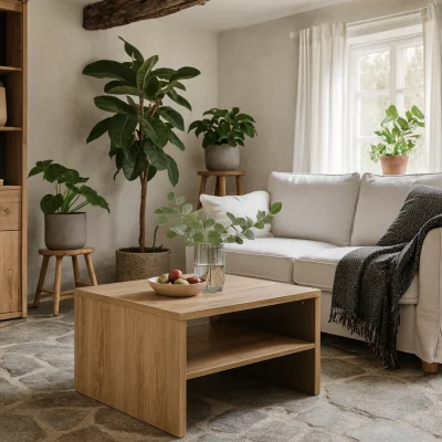 The Range Athens Natural Square Coffee Table with Shelf - Natural