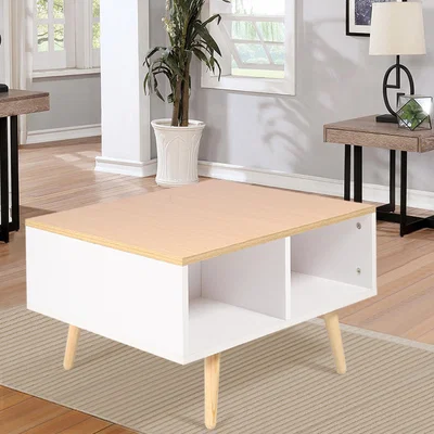 The Range Scandinavian Solid Wood Coffee Table - White and Beige