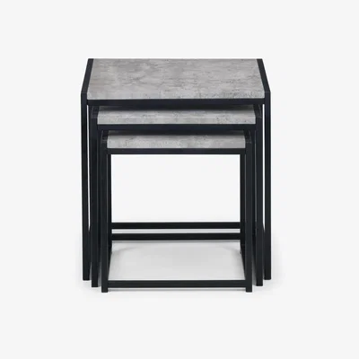 The Range Staten Nest Of Coffee Tables - Concrete/Black / Rectangular