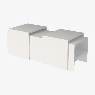 The Range Cella Nesting Coffee Table with Storage Shelves, Set of 3 - White