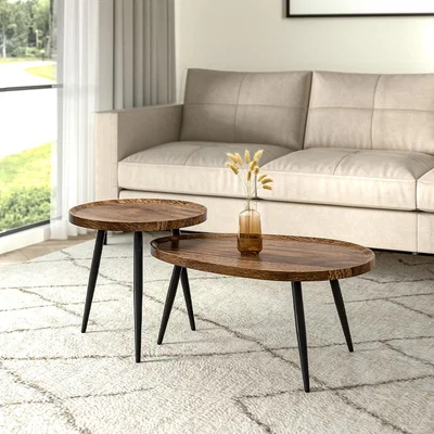The Range Wood Nest of Coffee Tables - Brown