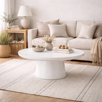 The Range Khali Round Coffee Table Veneer - White